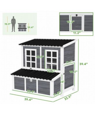 39" Wooden Chicken Coop with Nesting Box, Tray, for 4-6 Chickens