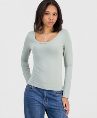 Juniors' Jersey Knit Long-Sleeve Top