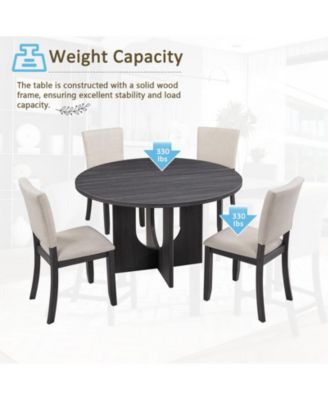 5-Piece Round Dining Set with 47.3 Inch Table and 4 Upholstered Chairs