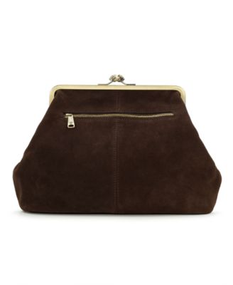 Suede Vivienne Frame Kisslock Crossbody Bag