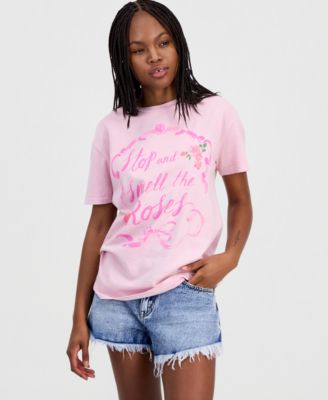 Juniors' Smell The Roses Mineral Wash T-Shirt