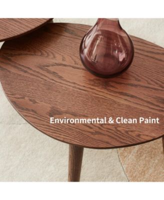 Pebble Shaped Solid Oak Wood Center Table with Natural Wood Top(only one table)