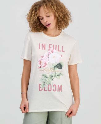 Juniors' In Full Bloom Floral Graphic Crewneck T-Shirt