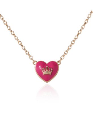Juicy Couture 15'' + 2'' Crown Logo Heart Pendant Necklace - Adjustable