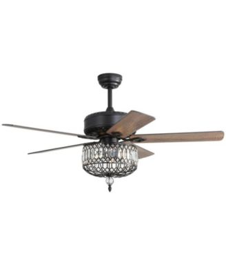 52-inch Modern Country-Style Black 5-Blade Flush Mount with Black Trim,and Equipped with Remote Control and Timer Functions