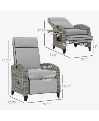 Outdoor Recliner Chair with Adjustable Backrest, Cushion,