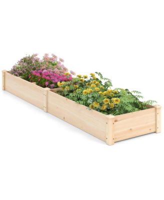 Wooden Raised Open-Ended Base Garden Bed with 2 Planter Box Dividers
