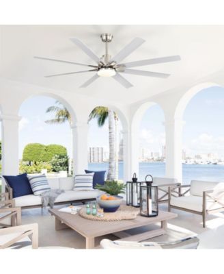 52-inch Modern Exquisite Sand Nickel 8-Blade Ceiling Fans with Adjustable Led Lights and Intelligent Remote Control.