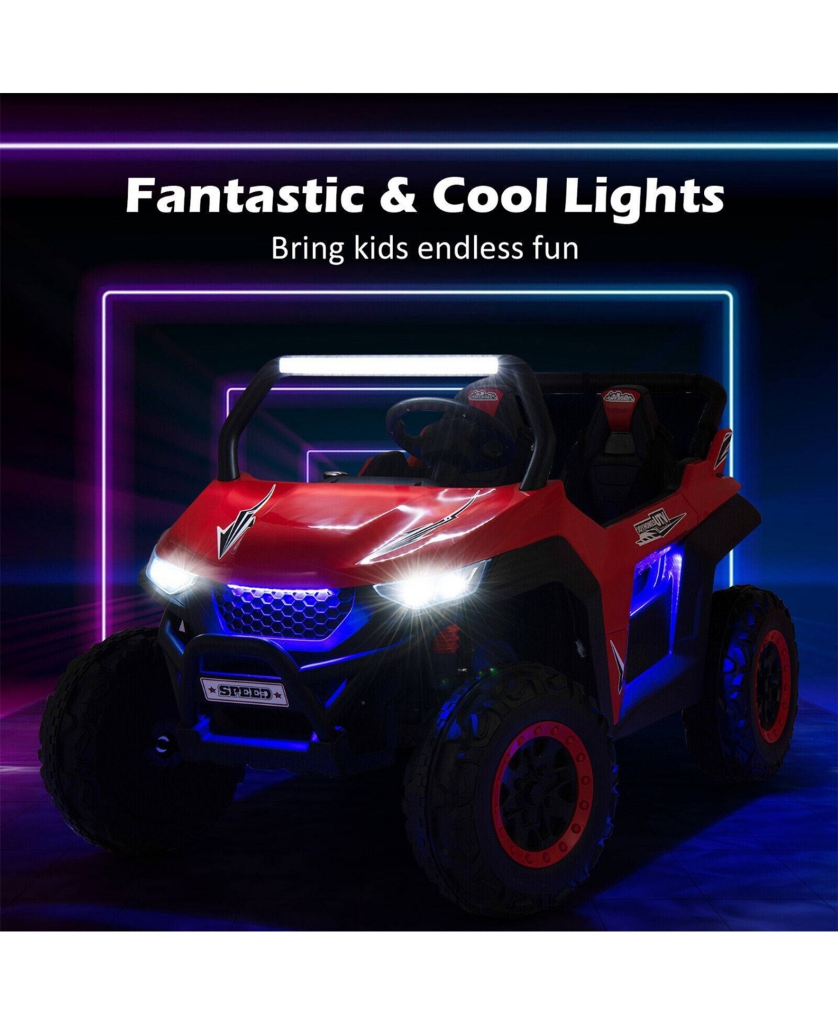 Sugift 12V 2-Seater Kids Ride on Utv with Slow Start Function Music-Black