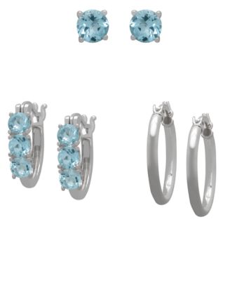 3-Pc. Blue Topaz Hoop & Stud Earrings Set (3-4/5 ct. t.w.) in Sterling Silver