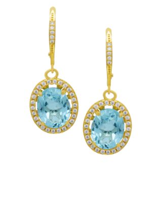 Genuine Blue Topaz & Lab Grown White Sapphire (7 ct. t.w.) Drop Earrings in 14k Gold Over Sterling Silver
