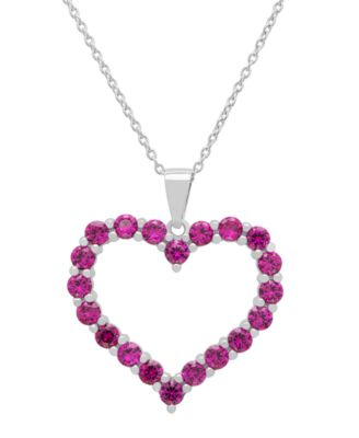 Lab-Grown Ruby Open Heart Pendant Necklace (3 ct. t.w.) in Sterling Silver