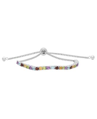 Multi-Stones Bolo Bracelet (1.84 ct. t.w.) in Sterling Silver