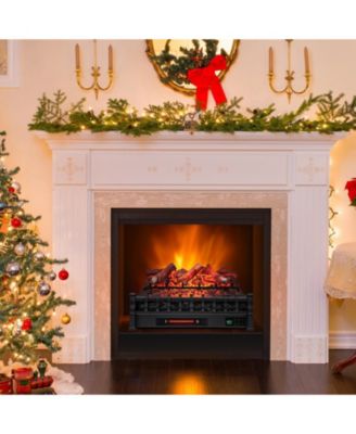 26 Inch Electric Fireplace Heater with Remote Control and Realistic Lemonwood Ember Bed-Black