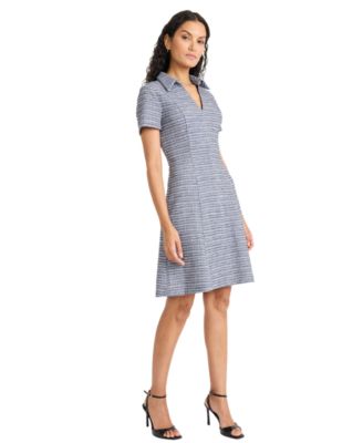 Women's Metallic Collar Neck Short Dress