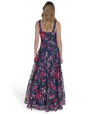 Women's Sleeveless V-Neck Illusion Gown