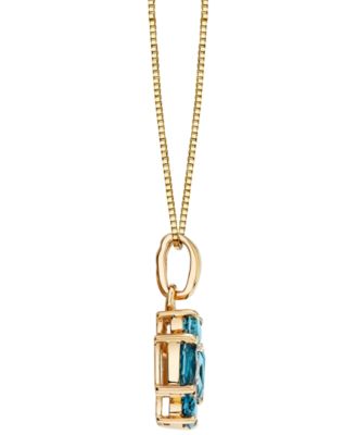 Blue Topaz (1-3/8 ct. t.w.) & Diamond Accent Pendant Necklace in 14k Yellow Gold