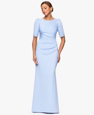 Women's Embellished Scuba Boat-Neck Gown