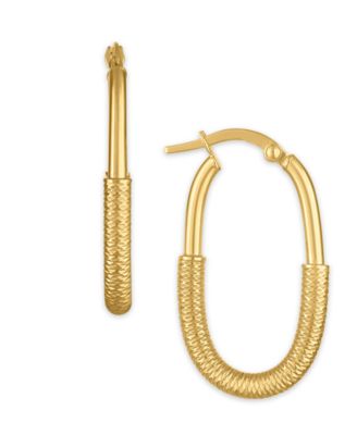 Macy's - Polished and Diamond Cut Lock Hoop Earrings in 10K Yellow Gold