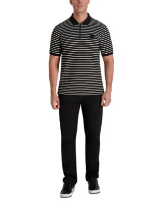 Men's Striped Quarter-Zip Polo Shirt