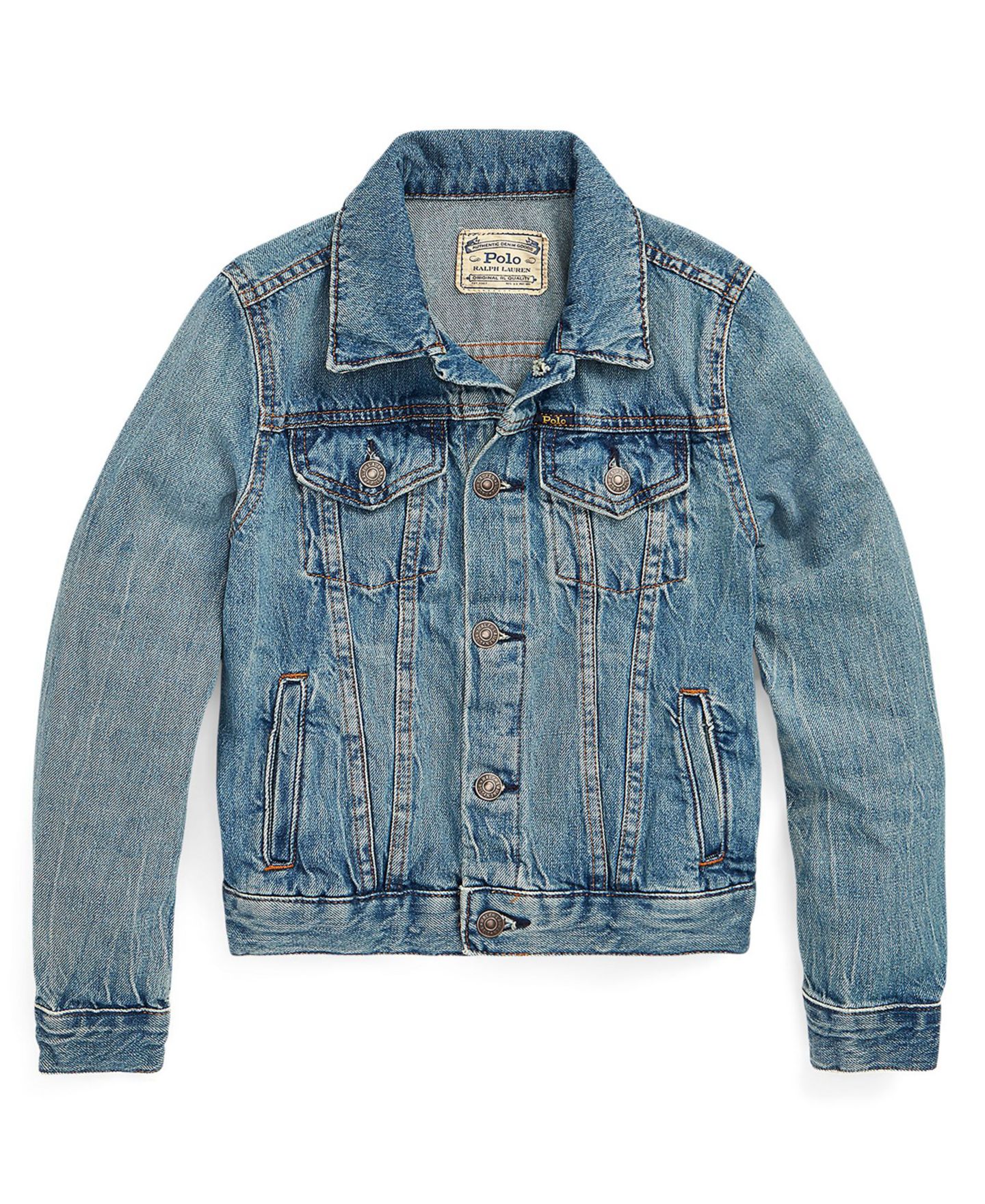 Куртка Polo Ralph Lauren Denim Trucker для девочек, цвет: Джинсовый синий — фото 3