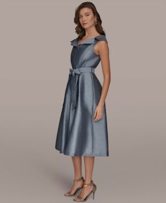 Women's V-Neck Belted Midi Dress