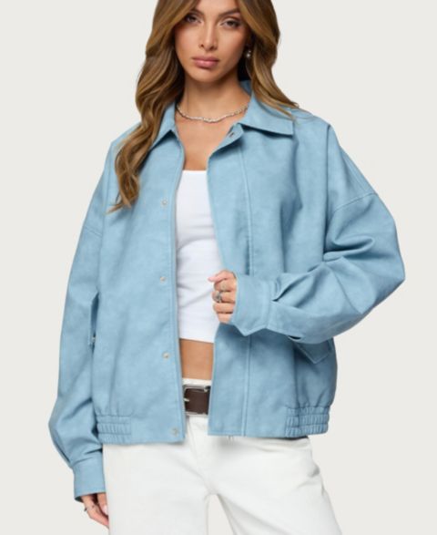 Женские куртки Edikted Oversized Washed Faux Leather Jacket