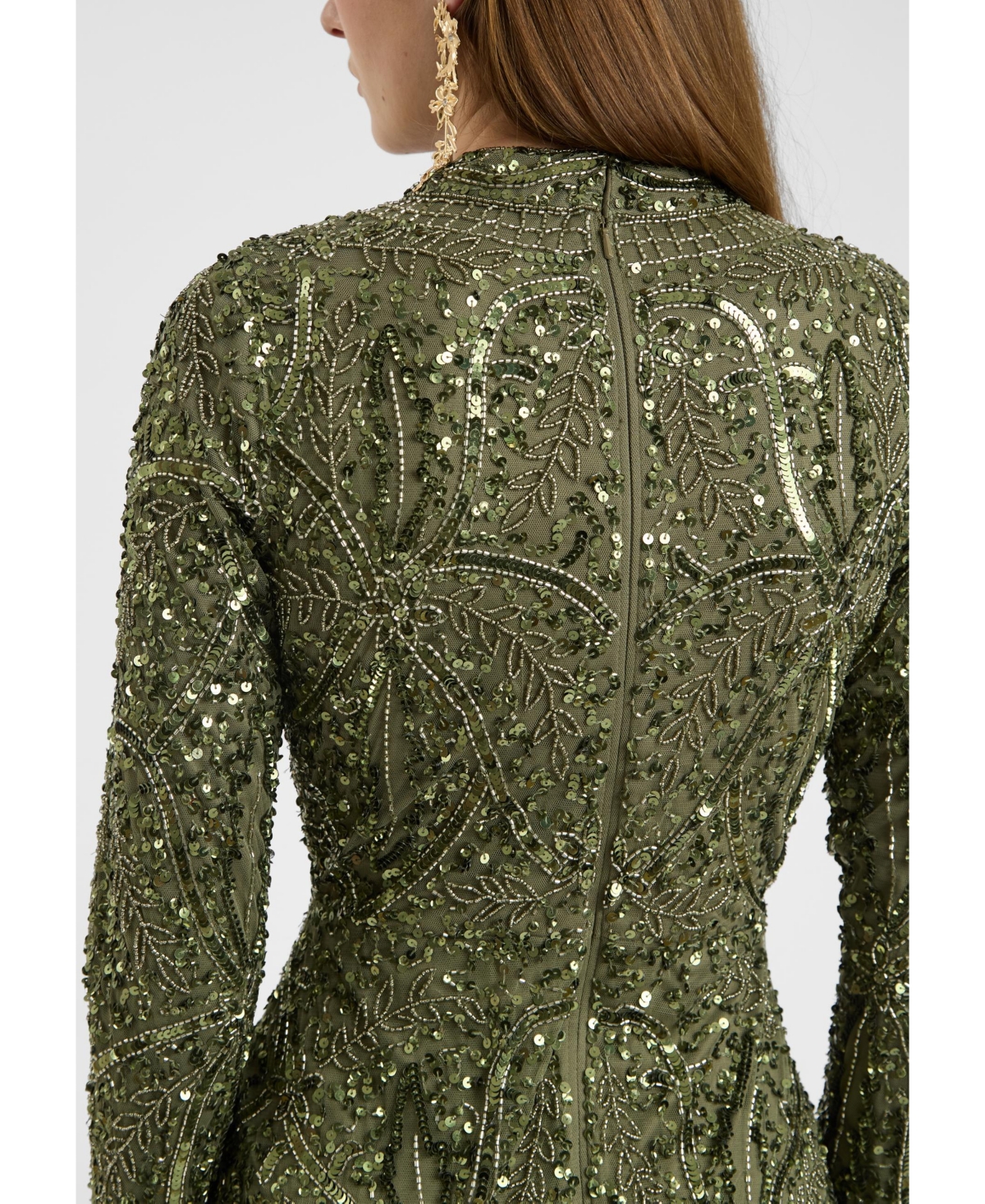 Maryisa Women's Modest Embellished Sequin Beaded Dress Maxi With Trail