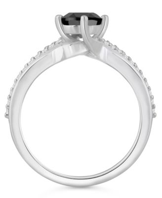 Onyx and White Diamond (1/6 ct. t.w.) Ring in 10k White Gold 