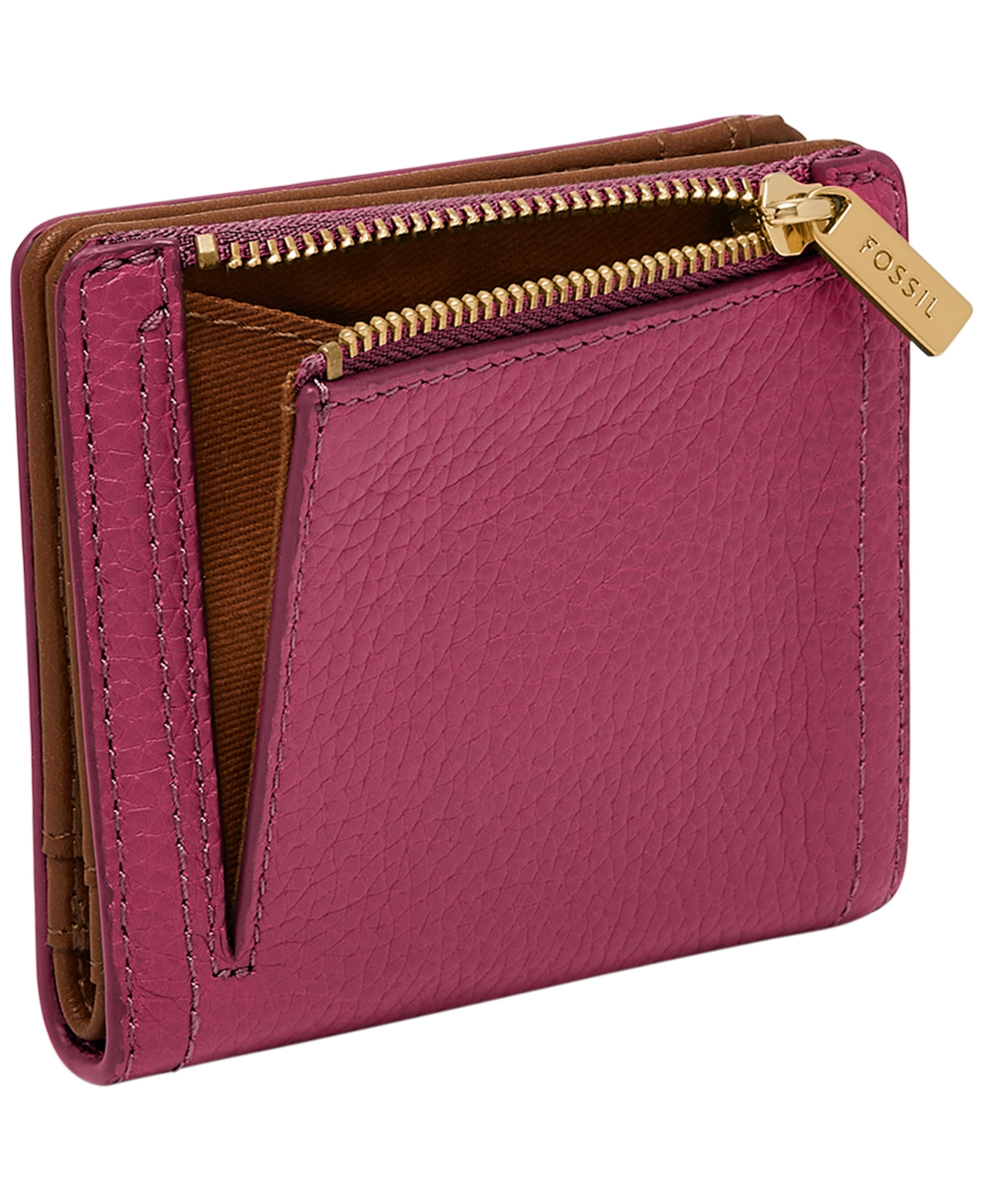 Fossil Logan Leather Small Bifold Wallet In Pink