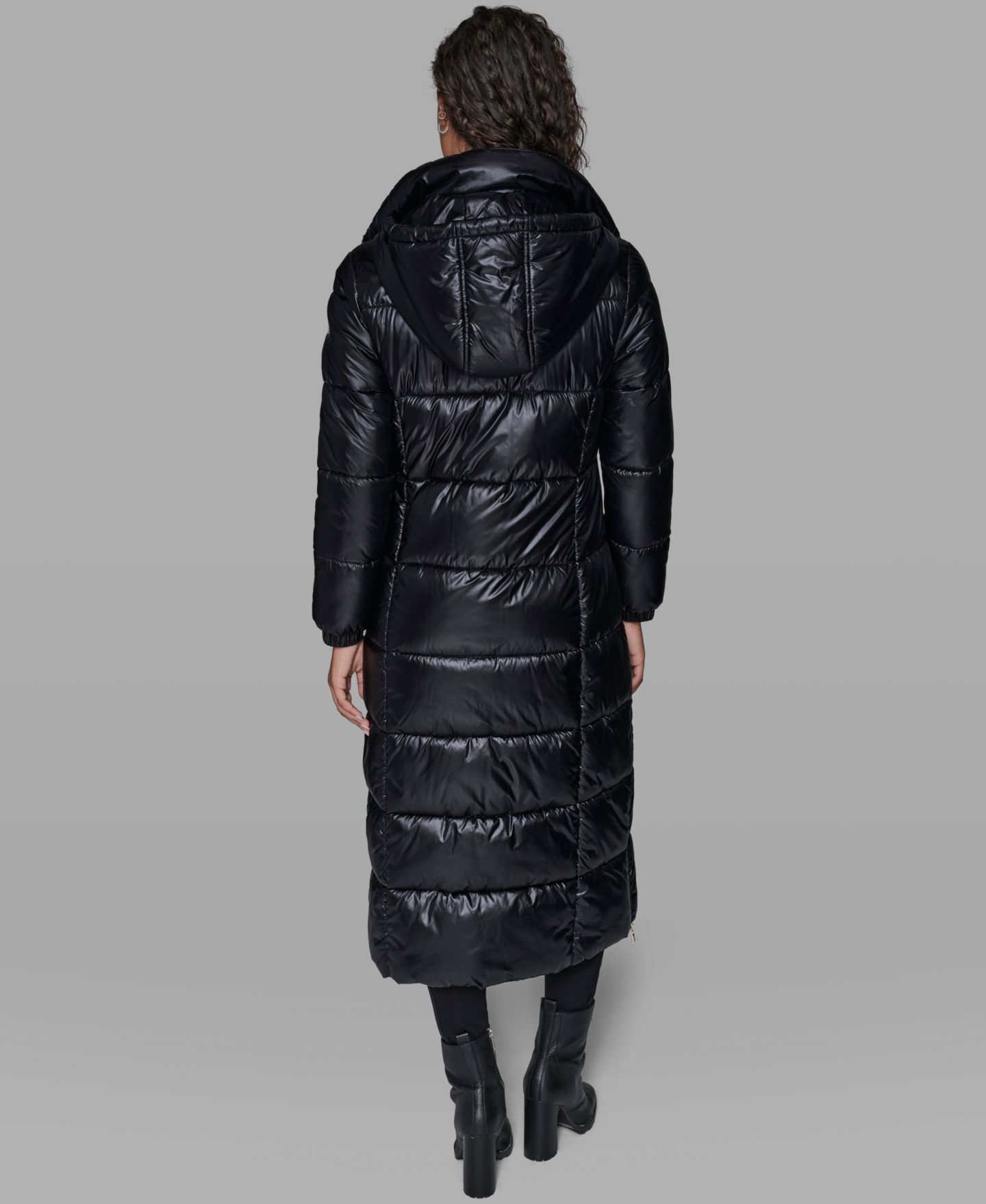 Женская куртка KARL LAGERFELD PARIS Hooded Snap-Front Puffer, цвет: Чёрный — фото 3