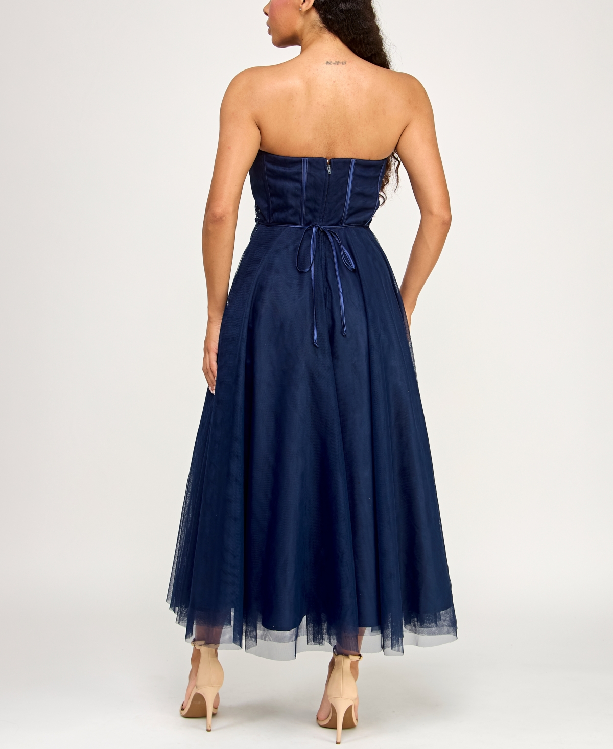 pear culture Juniors' Strapless Waist Trim Midi Dress