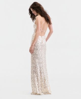 Juniors Sequinned Evening Gown