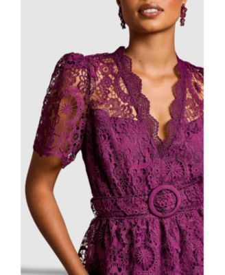 Women's Tiered Lace Midi Dress