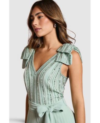 Women's Embellished Bow Shoulder Jumpsuit