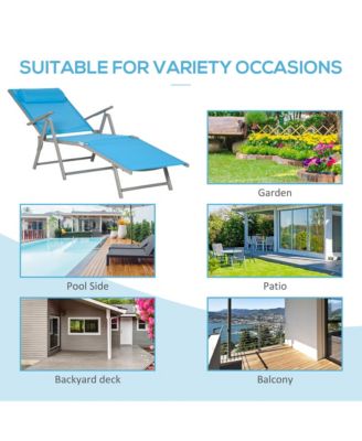 Sling Patio Reclining Chaise Lounge Garden Furniture, Light