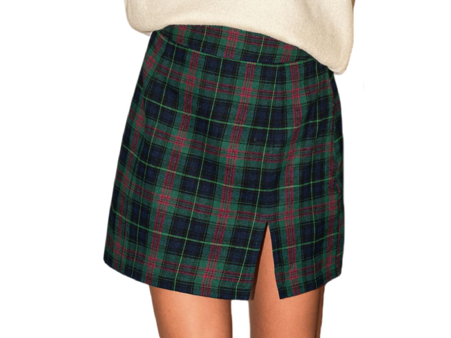 Женская юбка Cupshe Drama Club Plaid Mini, цвет: Тёмный зелёный — фото 1