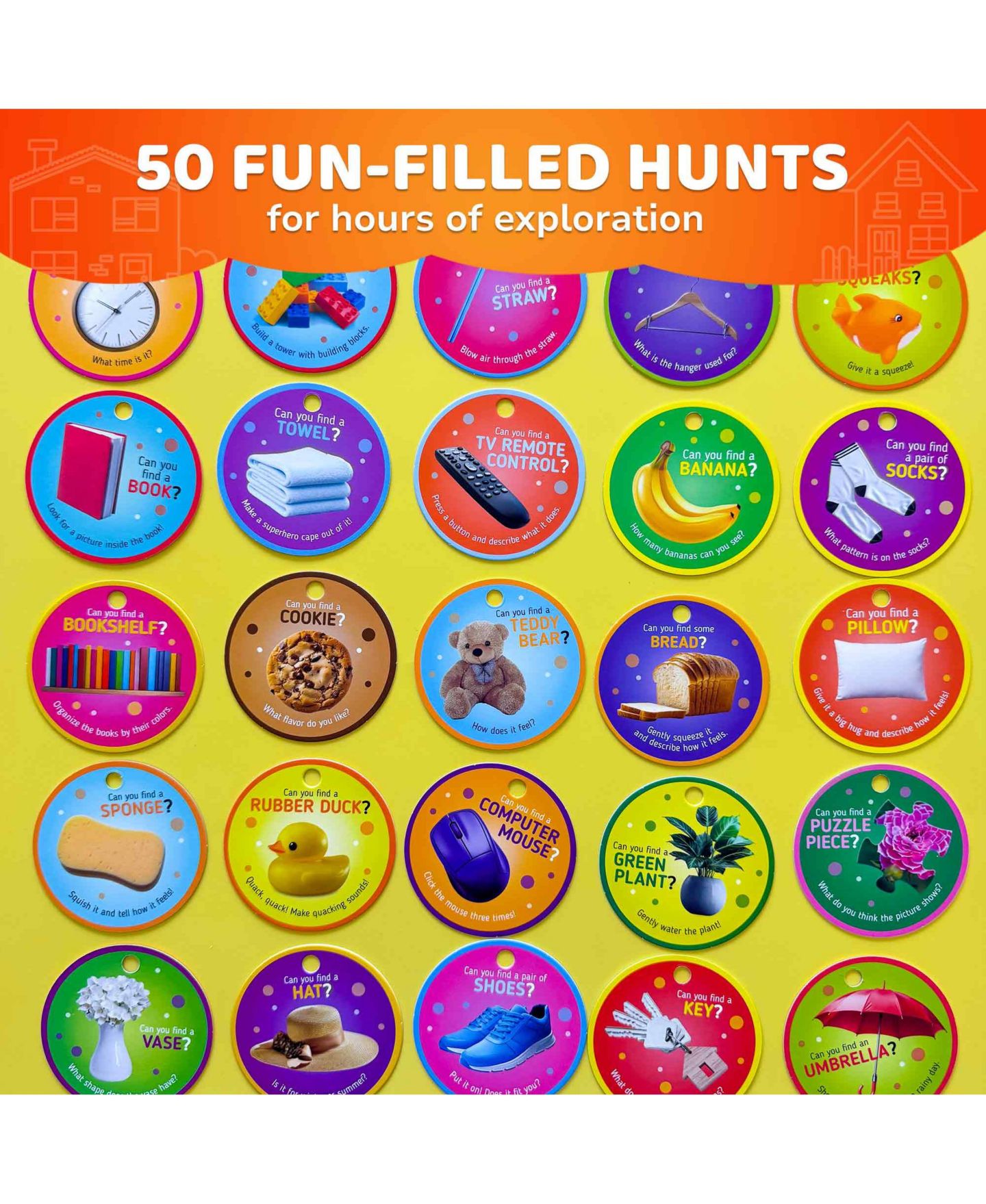 Детские карточные игры Quokka Scavenger Hunt Game 50 Challenges 25-Piece Card Game, от 3 лет, цвет: Home — фото 2