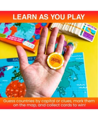 Board Games for Kids and Adults - Journey Across The World  - Learn Capitals, Flags, Facts, and Map Locations with 195 World Map Cards