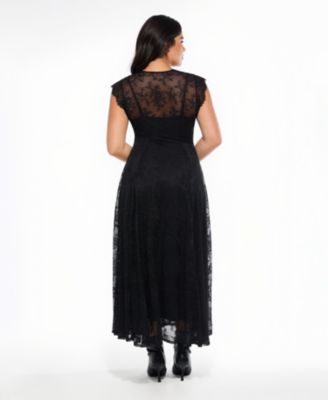 Women's Shapewear Boho Floral Lace Front Slit Maxi Dress