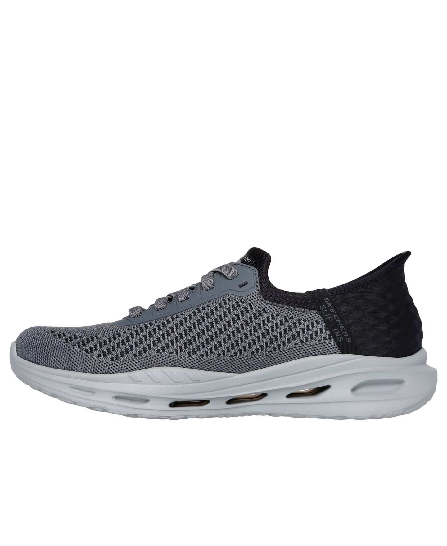 Мужские кроссовки Skechers Slip-Ins Relaxed Fit: Arch Fit Orvan - Drex Casual Wide-Width Walking, цвет: Серый / Чёрный — фото 3