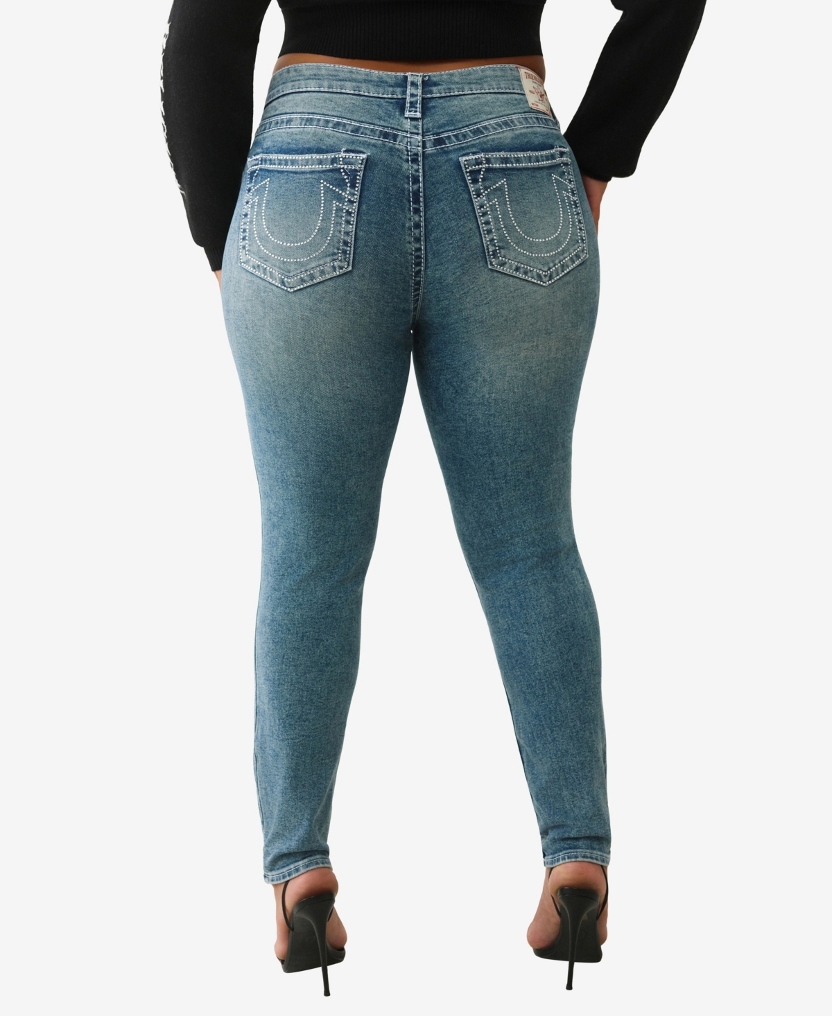 True Religion Plus Jennie Crystal Mid Rise Skinny Big T Jeans