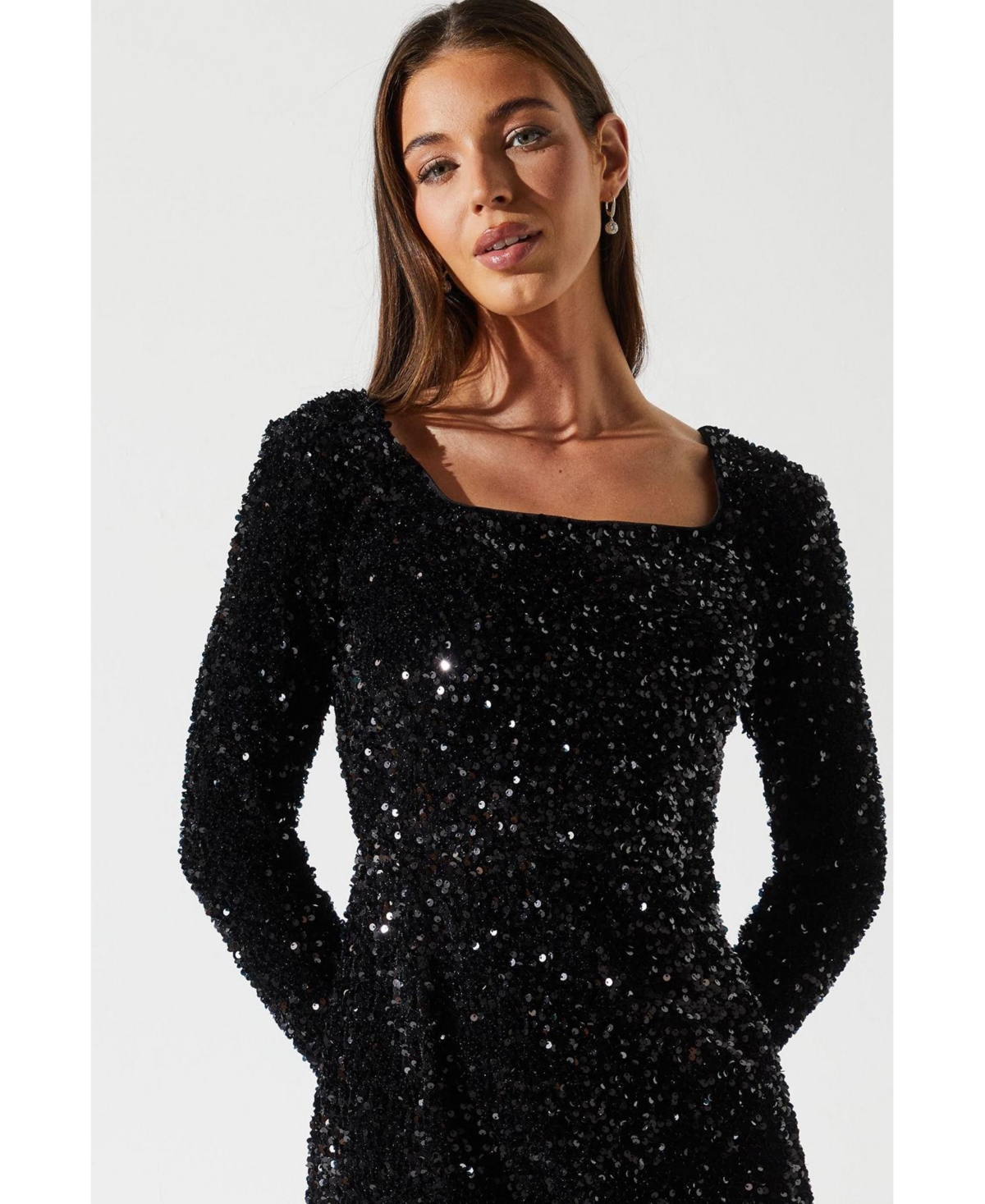 Coast Women's Sequin Feather Hem Party Midi Dress