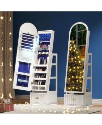 63" Jewelry Cabinet with Drawer and Rotating Full-Length Mirror