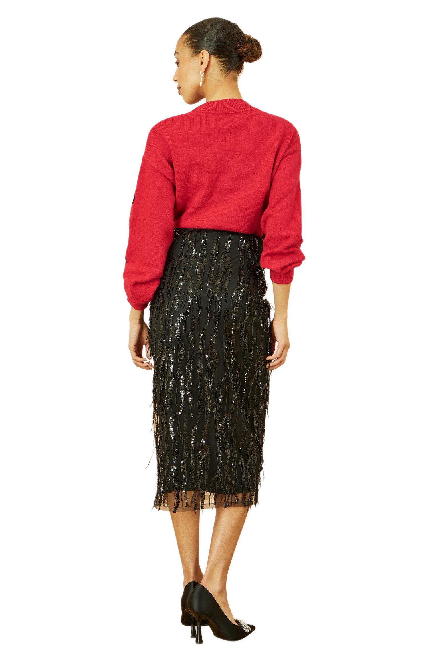 Women's Sequinned Bow Neckline Sweater