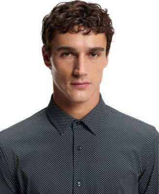 Men's Printed Performance-Stretch Jersey Slim-Fit Dress Shirt