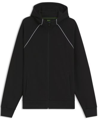 Men's Piping Details Cotton-Blend Zip-Up Hoodie