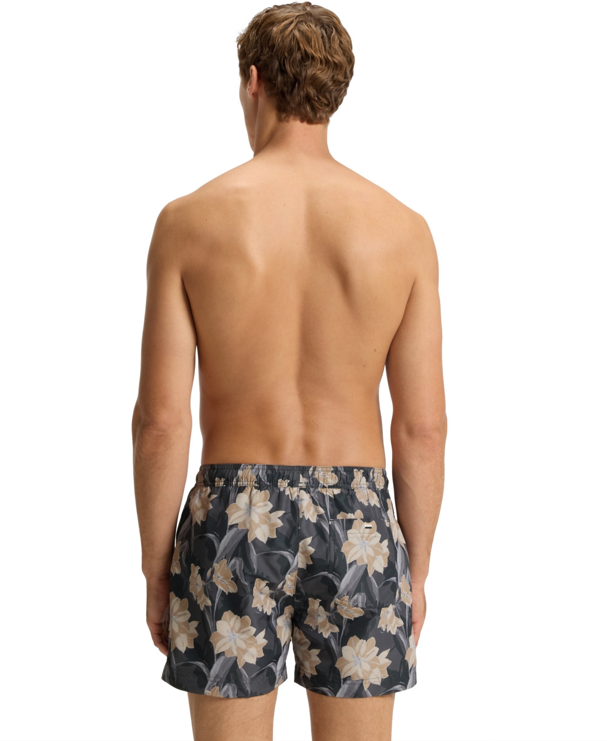 Boss by Hugo Men's Logo Detail Floral-Print Swim Shorts