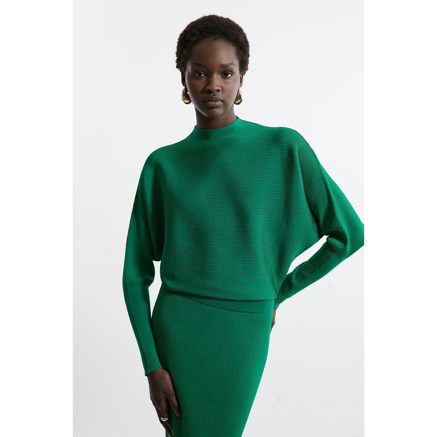 Women's Drape Knit Bat Wing Pencil Midi Dress