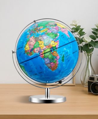 13-Inch Illuminated World Globe with Stand LED Light, Dual-Axis Rotation, USB Powered Educational Globe for Kids & Adults